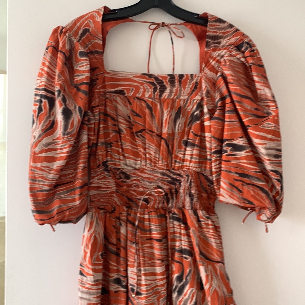 Mini Dress with Orange Marble Print - Picture 2 of 6